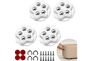 STOAT® ruote per mobili.4 ruote con 5 sfere ciascuna, portata 300 kg, con adesivo e viti. Ruote universali mobili a 360 per il trasporto di mobili, (Bianco: 4 pezzi)