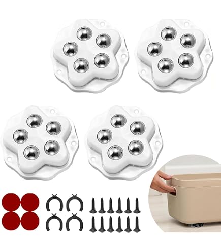 Sourcing Map Mini Ruote Girevoli Autoadesive - 8 Pezzi, 2,6x1,2 Cm, 360°, Plastica E Metallo, Per Mobili E Scatole (Bianco)
