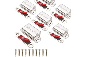 Mousike Imanes de gabinete de 15KG negros para puerta con fuerte magnético para armario de cocina armario puerta cajón cierre(plata,6 unidades)