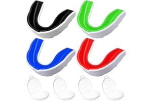 Zeuwets Sport Protège-dents, 4 Pièces Gouttière Coque Dentaire Protege-dents Moulable, avec Étui Portable, Protection Intégrale pour Tous Les Sports, Rugby, Hockey, Football, MMA, Judo, Karate, Boxe