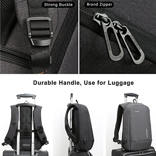 Fresion Anti-diebstahl Laptop Rucksack mit USB Ladeanschluss Wasserdicht Business Taschen Rucks  cke f  r Herren Damen Arbeit Reisen Schule bis zu 15 
