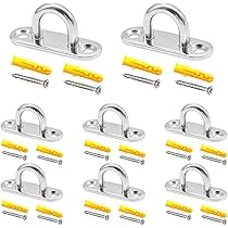 Menibeuty Edelstahl Ösenplatten 8-teilig - Schwerlast Deckenhaken Für Aufhängungen Innen & Außen