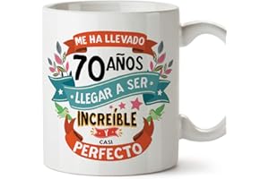 MUGFFINS Taza 70 Cumpleaños - "Me ha llevado 70 años llegar a ser increíble y casi perfecto - Regalos Desayuno Feliz Cumpleaños