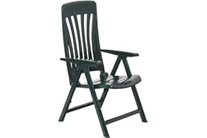 Resol 1x Green Blanes Plastic Sun Lounger Garden Chair - Zero Gravity Folding & Reclining UV Resistant Outdoor Patio Deck Balcony Furniture One Seater Armchair