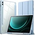 JETech Case for Samsung Galaxy Tab S9 FE+ / S9 FE Plus 12.4-Inch with S Pen Holder, Clear Transparent Hard PC Back, Protective Tri-Fold Stand Tablet Cover, Auto Wake/Sleep (Light Blue)