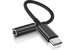 Esiposs USB C to 3.5mm Jack Headphone Adapter, USB C Headphones Adapter, Type C Headphone Jack Adapter DAC Chip Aux Audio Earphone Adapters Compatible with Sam sung, i Pad Pro, MacBook (Black)