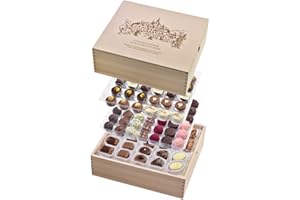‎LAUENSTEIN CONFISERIE Original Lauensteiner Schatzkästchen 1250g | 99 handgefertigte Trüffel & Pralinen in Holzbox | Mit und ohne Alkohol