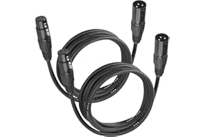 jindaaudio Cable DMX de 3 m, cables XLR de 3 m para luz de escenario o micrófono, cables DMX de 3 pines con conector macho a hembra (paquete de 2)