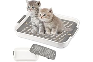 HUANMIN Vassoio per Lettiera Coniglio e Piccoli Animali, 37 x 24 x 5 cm, WC con Griglia per Uso in Gabbia, Contenitore per Allenatore di Vaso