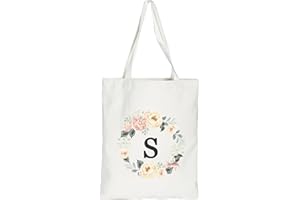 DWDC Borsa tote in tela, borsa regalo personalizzata con 26 lettere dalla A alla Z, borsa per la spesa ecologica riutilizzabile, borsa regalo, adatta per matrimoni, compleanni, eventi, feste