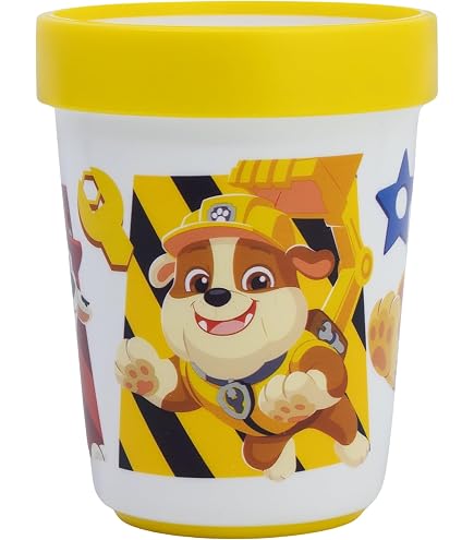 P:os 30129049 PAW Patrol - Vaso con pajita en el popular diseño de la Patrulla Canina, incluye figura 3D Skye en la tapa, capacidad aprox. 360 ml, recipiente para niños de plástico