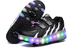 Aizeroth USB Aufladen 7 Farbwechsel LED Blinkend Schuhe Mit Doppelt Rollen Automatisch Räder Rochen Skateboardschuhe Outdoor Fitnessschuhe Gymnastik Laufschuhe Sneakers für Jungen Mädchen Geschenk