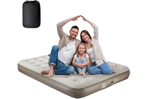ZODAS Double Airbed, NO Socket Needed - JUST One-click, Air Bed Double with Built in Pump, electric Inflatable Mattress Self Inflating Guest Bed Blow Up Mattress for Camping/Home, 198x152x25cm