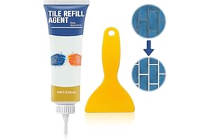 GANBARO Grout Repair Kit, Grout Tube Repair, Tile Grout Repair Set, White Grout Tile Adhesive with Spatula, Fast Drying Grout Repair Kit-Restore and Renew Grouts in Bathroom, Kitchen (120ml)