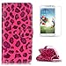 Produktbild CaseHome Samsung Galaxy S4 Hülle mit Neun-Karten-Slot,Folio Schutzhülle Tasche Lederoptik PU Leder Mit Wallet Kartenfach Magnetverschluss Standfunktion Handytasche Slim-Schutzhülle Folio Schale Schalen Fall Buchstil Klapptasche Mit Karten-/Geldscheinfach Handy Etui Flip Tasche Für Samsung Galaxy S4-Rosen-roter Leopard