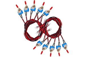 SENVENELEC Senven 10pcs Professionnelle Mini commutateur à Bascule avec pré-câblé, sur-arrêt à 2 Positions 3 Broches 3v / 5v / 12v / 220v / 240v pour Voitures, camions, Bateaux - 3a 250vac / 6a 125vac