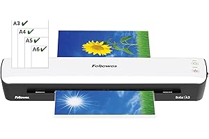 Fellowes Plastificatrice Sola A3, Formato A3, Fino a 125 Micron, Uso Domestico, Plastificatrice con Leva di Sblocco e Modalità Riposo, Riscaldamento in 4 Minuti, Colore Bianco [ESCLUSIVA AMAZON]