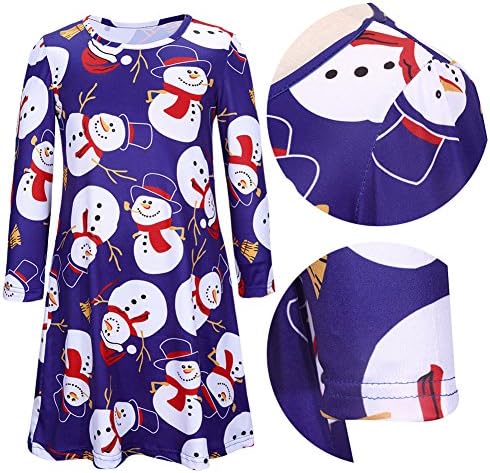 Girls Cartoon Princess Party Dress Christmas Dress, Autumn Winter Toddler Kids Baby Clothes Suit for 4-7 Years Old (6-7 Years)