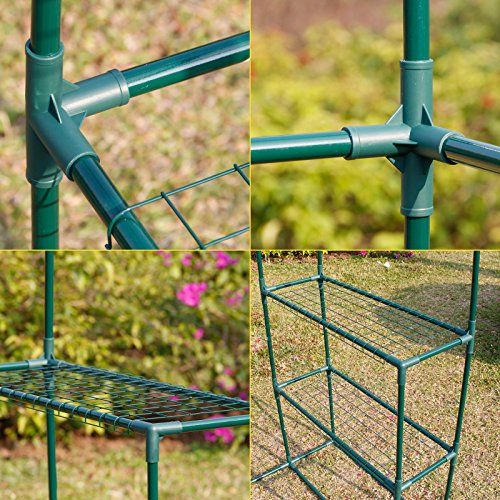 Yorbay Foliengewächshaus Gewächshaus 143x73x195cm, mit Gitternetzfolie aus PE(140g/㎡), mit Ablagen, für Garten zur Aufzucht - 6