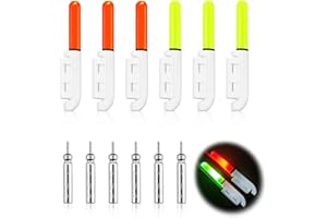 GBULTR Fishing Light, 6pcs Bite Alarm Rod Tip Lights for Night, Portable LED Alerter Tackle, Sea Accessories, 3 Green + 3 Red Luminous, Long-Lasting, Easy to Use