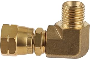 AUPOKO Gas Winkel 90 Grad 1/4 zoll Links Aussen- und Innengewinde Messing Verbindungswinkel Gasschlauch Schnellkupplung für Gas Anschluss, Gaskocher, Gasherd, Grill, Gas Backofen Camping Gasflaschen Adapter