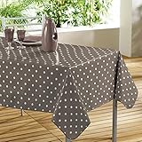 Décor Ligne 1710402 Lollypop - Mantel redondo (160 cm), diseño de lunares, color matrón topo