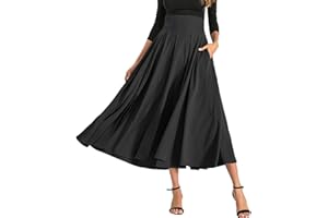 MGizo DtiSpectrum Gonna Plissettata da Donna - Gonna Lunga a Vita Alta con Pieghe a Fiocco e Spacco, Gonna Semplice retrò, Gonna a Ombrello Fluida in Seta a Trapezio