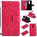 Produktbild Nokia 5 Hülle, Dfly Premium Slim PU Leder Mandala Blume Prägung Muster Flip Hülle Bookstyle Stand Slot Schutzhülle Tasche Wallet Case für Nokia 5, Rot
