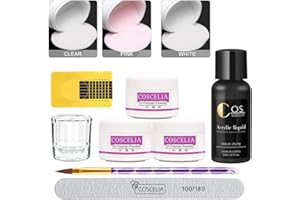 COSCELIA Kit para Uñas Completo Decoración Uñas Porcelana para Uñas Kit Blanco Rosa Transparente