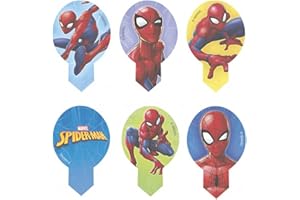 dekora Dekorapin Decoración Comestible para Tartas Cupcakes o Pasteles de Cumpleaños Infantiles, 20 Obleas Comestibles de Spiderman el Hombre Araña Tamaño 6,5x4cm, 135017