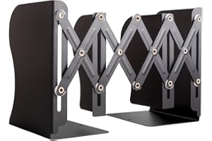 feyiubmen Stilvolle Metall verstellbare Buchstützen von feyiubmen, Die spannweite beträgt 10 bis 50cm, 2 Modelle, Schwarz und weiß, Für bibliothek, bibliothek und Schule (Schwarz)