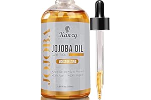 Kanzy Huile de Jojoba Bio Pressee a Froid 50𝐦𝐥 pour Visage, Corps, Cheveux, Ongles, et Peau 100% Pure et Naturelle Jojoba Oil Naturelle Hydratante pour Peau
