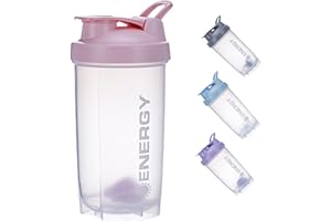 Pubiao Vaso Mezclador de Proteínas, Suplementos Deportistas con Bola Mezcladora Fitness Batido Portátil para Entrenamiento, Agua, 500 ml, Color Rosa
