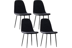 ‎JYMTOM JYMTOM Esszimmerstühle Wohnzimmerstuhl Sessel mit Rückenlehne Sessel Stuhl Scandinavian Vintage Künstlich aus künstlichem Wildleder mit Stahlbeinen in Schwarz (4, schwarz)