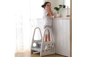 Gupamiga Taburete para Niños Pequeños, Escalón con Asas para Infantiles para Cocina o Entrenamiento para ir al baño (Dos Pisos)