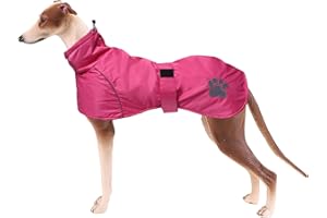 Geyecete Abrigo/Chaquetas Impermeable para Perro Galgo,con Forro Polar cálido y Agujero del arnés, Ropa de Invierno Ideal para Uso al Aire Libre, Perros medianos y Grandes-Rosa-S