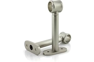 GIRASOLE HOME Staffa Regolabile Media 115mm per Asta 2 Pezzi in Lega di Zinco Resistente per Bastoni dal Diametro di 18-20 mm (Nichel Satinato)