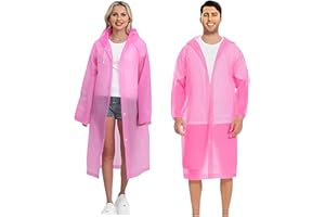 JITIFAZH Waterproof Rain Ponchos, Pack of 2, Lightweight, Reusable Raincoat with Hood, Portable Emergency Poncho for Adults, Family, Hiking, Cycling, Camping