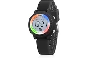 HMJIA Kinderuhr Digita 3ATM Wasserdicht mit Alarm Stoppuhr Blinkende Rücklichter Silikonband Geburtstag für 3-12 Jahre Mädchen Jungen …