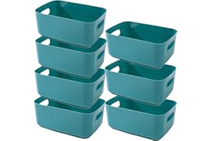 NCRGB 7 Cajas Almacenaje Plastico 25x17.5x9.5cm Cajas Organizadoras Cestas Almacenaje Cestas Organizadoras,Organizador de Armario de Cocina de Baño,Caja de Almacenaje de Cocina para Cocina,Verde