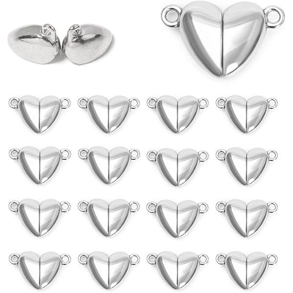 Chiusura Magnetica A Cuore Per Gioielli - 2 Pezzi In Argento Sterling 925 - Foto 9
