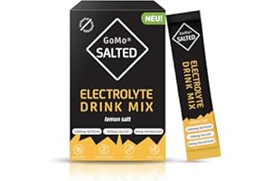 GoMo SALTED Hydration Aid | Elettroliti senza zucchero | migliore assorbimento dell'acqua e idratazione rapida | 30 porzioni singole di polvere elettrolitica con sale alpino svizzero | Gusto Limone