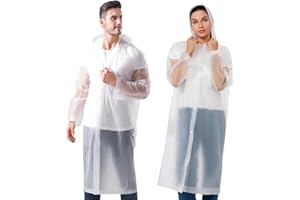 Bosdontek 2 Pezzi Poncho Antipioggia Riutilizzabili Poncho Raincoat Adulti Poncho Antipioggia Impermeabile Giacca Antipioggia Donna Portatile Mantella Antipioggia Unisex Trekking Escursionismo