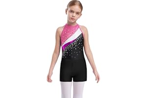 TTAO Children's Girls' Sleeveless Leotard Leotard Dance Gymnastics Training Dancewear Gymnastics Bodysuit with Headband and Shorts