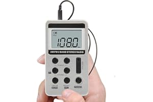 ZEERKEER Mini Radio de Poche Portable AM FM Radio de Poche 2 Bandes Radio stéréo DSP Récepteur numérique avec Casque USB Rechargeable Idéal pour la Marche (Argent)