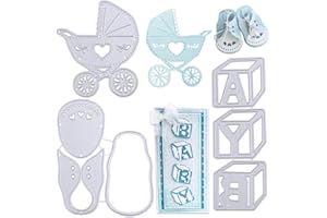 VINFUTUR 3 Set Stanzschablonen Baby Set, Baby Shuhe Kinderwagen Stanzschablonen Prägeschablonen Stanzformen für Baby Geburt Baby Taufe DIY Karte Sammelalbum Scrapbooking Deko Cutting Dies