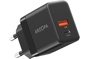 ARZOPA Caricatore USB C 35W Rapido Multiplo Caricabatterie GaN Alimentatore USB C PD3.0 2-Porte Spina USB Compatibile per iPhone 15 14 13 12 Pro Max/iPad Pro Mini/Samsung/MacBook- C35