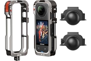 Amazear Metalowa obudowa ochronna do akcesoriów Insta360 X5, wielofunkcyjna rama użytkowa Insta 360 X5, mocniejsza konstrukcja, aluminiowa klatka z zamkiem szybkiego zwalniania, różne mocowania