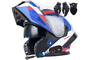 LETETEXI Bluetooth Flip-up Modular Motorcycle Helmet ECE Approved Motorbike Front Helmet Anti-fog Visor Tinted Motorbike Helmets Racing Crash Karting Full Face Motorbike Helmets XXL