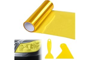 BNOYONERAS Láminas para Faro, 30 * 120cm PVC Protector Film Autoadhesivo Vinilo Pegatina para Faros de Coche Amarillo, Película de Vinilo autoadhesiva para Faros Delanteros y Traseros, Impermeable